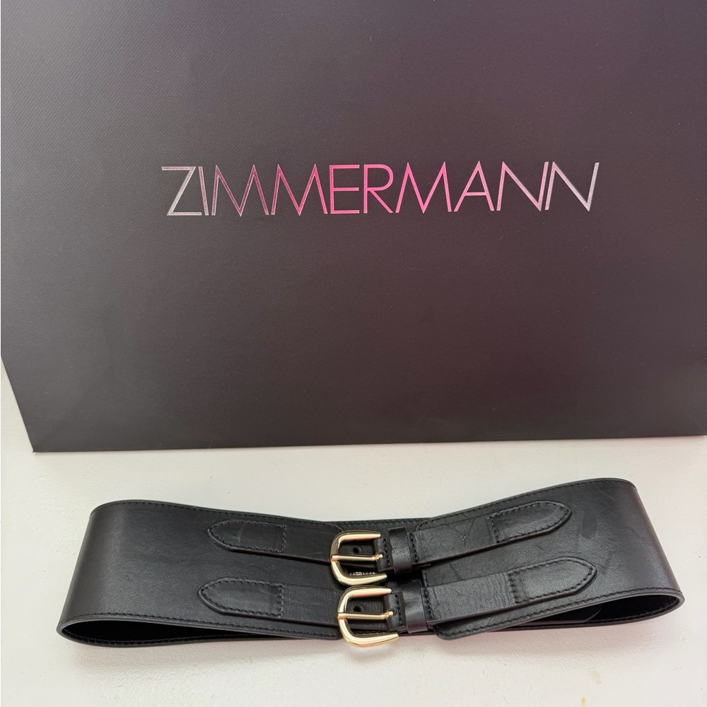 Zimmermann Black Leather Double-buckle Corset Belt